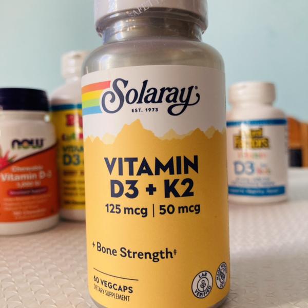 DeliHerb : Solaray, витамины D3 и K2, без сои, 60 растительных капсул ...